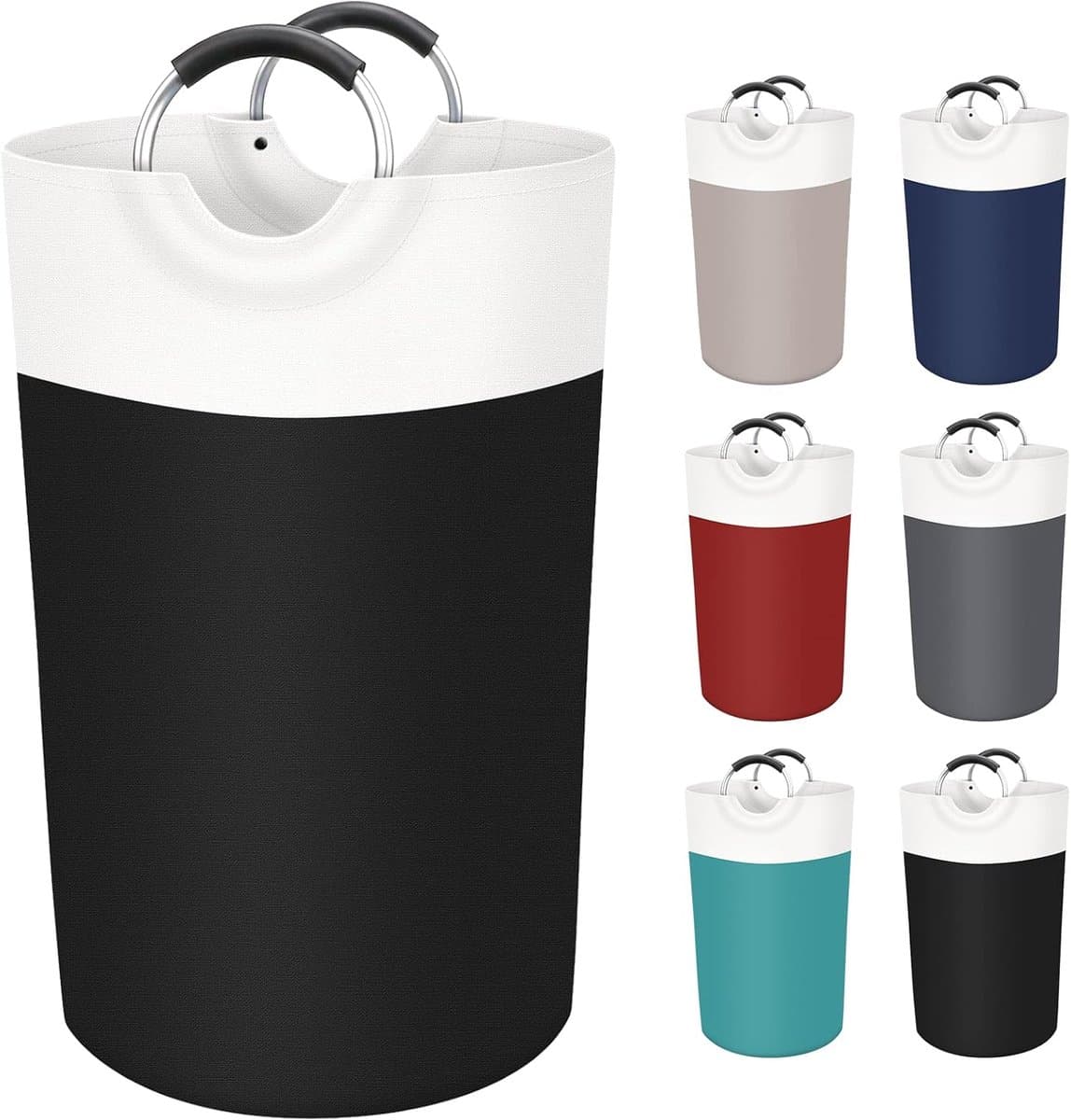 Waszak 90L - Wasmand - Opvouwbare Waszak - Stoffen Waszak - Waszak met Grote Capaciteit - Waszak met Handvatten - Waszak voor Opbergen - Waszak voor Studentenkamers, Slaapzalen en Thuis - 38*79 cm - Zwart — afbeelding 1