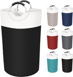 Waszak 90L - Wasmand - Opvouwbare Waszak - Stoffen Waszak - Waszak met Grote Capaciteit - Waszak met Handvatten - Waszak voor Opbergen - Waszak voor Studentenkamers, Slaapzalen en Thuis - 38*79 cm - Zwart — thumbnail 1