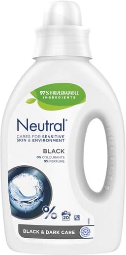 2 x Neutral Vloeibaar Wasmiddel Zwart 20 Wasbeurten 1 liter - Donkere Was - Zwart Was - Parfumvrij Wasmiddel - Gevoelige Huid - Hypoallergeen Wasmiddel — thumbnail 3