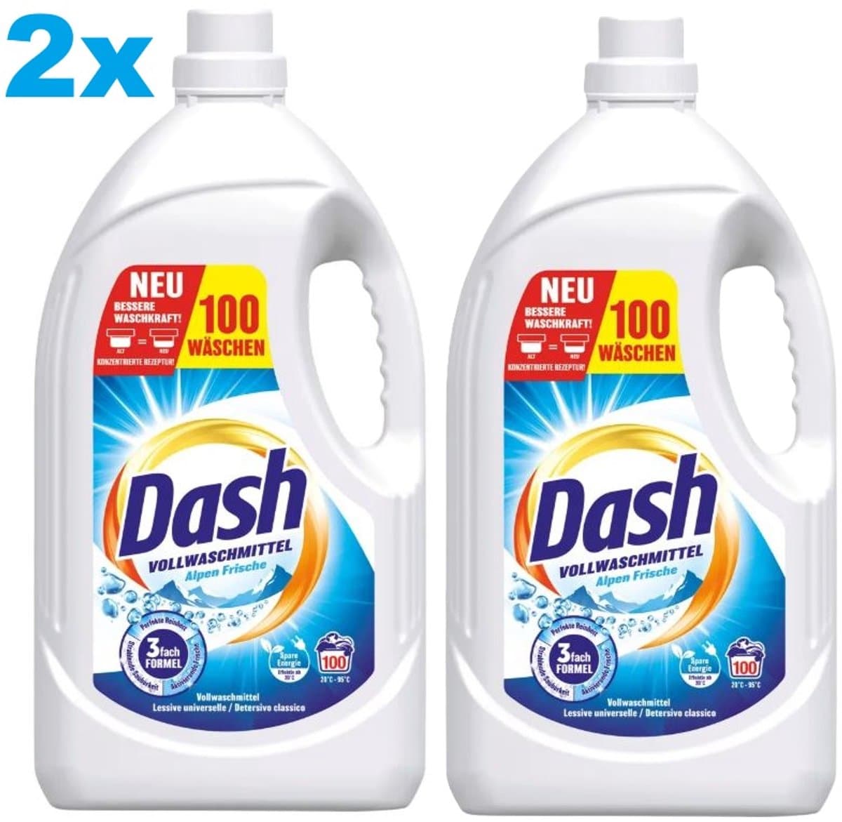 2x Dash Vloeibaar Wasmiddel Alpen Frische – 200 Wasbeurten – 2 x 4,5L – Universeel Wasmiddel - 2 stuks — afbeelding 1