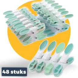 Pasper Wasknijpers - 48 stuks - kunststof wasknijper groen - soft grip — thumbnail 1