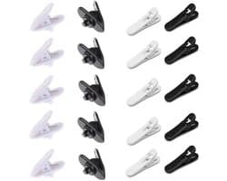 Kabelclips voor Hoofdtelefoon en Microfoon - Set van 20 Stuks - Kunststof Draad Clips - Zwart/Wit - Handige Kleding Klemmen