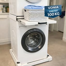 Vonia Tussenstuk Wasmachine Droger - Stapelkit Wasmachine Droger - Universeel - Uitschuifbare werkblad - Wit — thumbnail 3