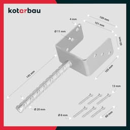 Paaldragers voor Beton - Paalankers Bodemhuls - Houten Palen Bevestigen - Thermisch Verzinkt Staal - 101 mm Breed — thumbnail 2