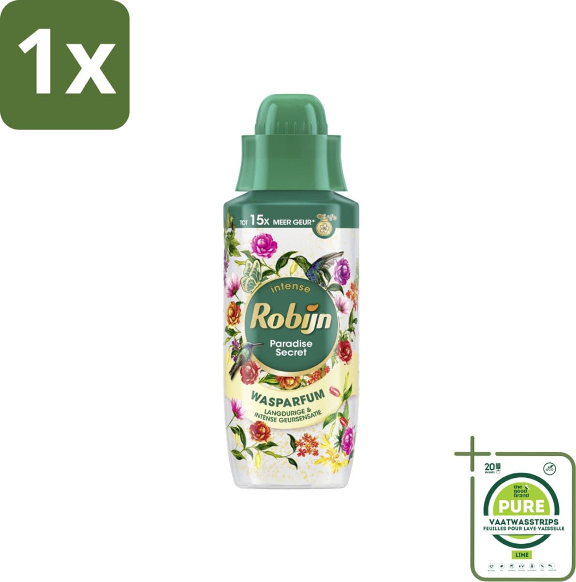 1 x Robijn Wasparfum Paradise Secret 342 ml - Wasparfum - Wasparfum Voor Kleding - Geurboost - Botanische Geur - Wasmiddel — afbeelding 1