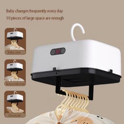 Draagbare elektrische wasdroger, opvouwbaar droogrek voor babykleding met 3 snelheidsstanden, reisvriendelijke hangende wasdroger met digitaal display — thumbnail 2