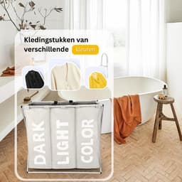 CLVP® Wassorteerder 3 Vaken - Wasmand - Wassorteerder - Lichtgrijs — thumbnail 4