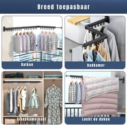 SAVI® Wanddroogrek Inklapbaar - Wanddroogrek - Zwart - ‎120cm x 3cm x 9cm; 1.07 kg — thumbnail 4