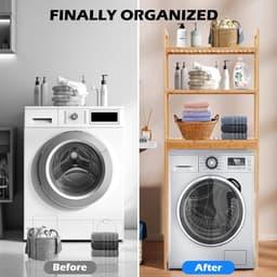 Wasmachinekast Bamboe – Opbergrek Boven Wasmachine – Toiletrek 170 cm – Ruimtebesparende Badkamer Organizer — thumbnail 3