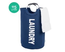Wonair Wasmand – Waszak - Opvouwbaar – Donkerblauw – 115L — afbeelding 1