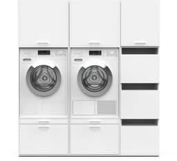 Washcab® Wasmachine Kast - Wasmachine Verhoger - Wasmachine Ombouw - Wit - Duo Set High 3 - 120kg draagkracht - 5 jaar garantie — thumbnail 1