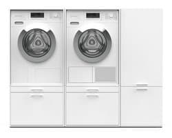 Washcab® Wasmachine Kast - Wasmachine Verhoger - Wasmachine Ombouw - Wit - Duo Set Low 2 - 120kg draagkracht - 5 jaar garantie