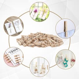 Knijpertjes - 100 stuks - Fotoknijpers - Wasknijper - Houten - Met 1 rol henneptouw (100m) - Decoratie Clips - Kaartknijpers - Mini knijpers - Knijper om foto's aan op te hangen - Fotohouder - 3.5×1cm — thumbnail 4