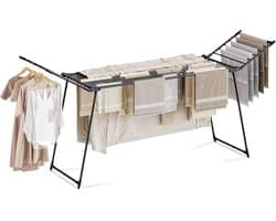 Meisterhome® – Uitschuifbaar Zwart Wasrek - Droogrek – Extra Groot & Inklapbaar Droogrek – 25 m Drooglengte – Stevig Carbonstaal – Tot 30 kg Wasgoed — afbeelding 1