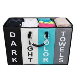 Somstyle Wasmand 4 Vakken - 78 x 50 CM - Wassorteerder met Handvat - Zwart, Grijs, Blauw & Wit — thumbnail 1