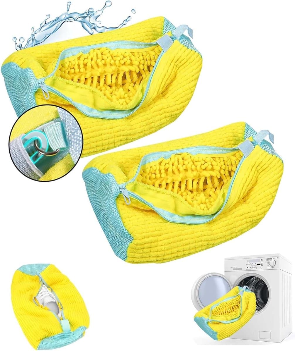 Famanu - Schoenen waszak sneakers, waszak voor wasmachine, herbruikbare 2 stuks, geel — afbeelding 1