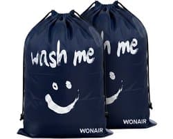 Wonair - Waszak - Waszakken - Grote waszak - Laundry bag - 2 Stuks - 60x90cm - Donkerblauw - Met trekkoord — afbeelding 1