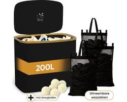 Rivoya Wasmand 3 Vakken - Wassorteerder - XXL 200L - Met 3 Uitneembare Zakken - Wasmand met deksel - Laundry basket - Extra grote capaciteit - Waszak - Wasbox - Zwart - incl Drogerballen — afbeelding 1