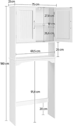 SNJY® Wasmachine Kast - Wasmachine Verhoger - Wasmachine Ombouw - 23D x 75B x 180H cm - Wit — thumbnail 5