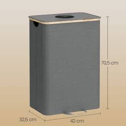 SONGMICS - Wasmand - Flessencontainer 100 L - Recyclingbak met Deksel en Binnenzak - Voor Keuken — thumbnail 2