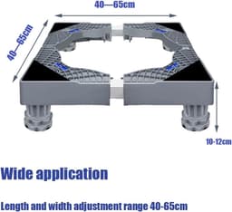 Wasmachine Verhoger - Wasmachine Opbouwmeubel - Wasmachine Sokkel - Anti Slip & Verstelbaar - Ook voor Droger, Koelkast en Vriezer - 150 Kg Draagkracht - Verstelbare Breedte Hoogte (40-60 cm, 10-12 cm) - van Imperatoris — thumbnail 4