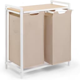 Zyrex® Wasmand 4 Vakken - Wasmand - Wassorteerder - Beige- 36cm x 65cm x 73cm — thumbnail 1