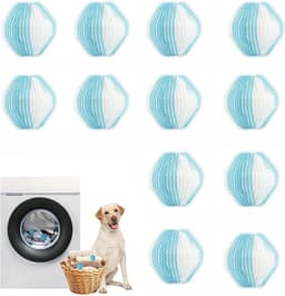 Verpakking van 12 haarverwijderende wasballen - Haarverwijderaar voor huisdieren - Geschikt voor wasmachines en drogers - Herbruikbare haarverzamelballen - Pluis- en haarverzamelaar - Haarverwijderaar voor de wasmachine - Wasballen — thumbnail 1