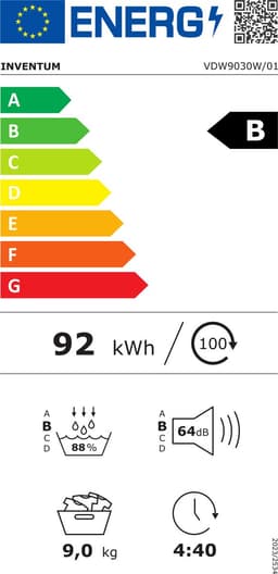 Inventum VDW9030W - Warmtepompdroger - 9kg - 14 programma's - UV-licht - 65 dB - Wasdroger - Wit — thumbnail 2
