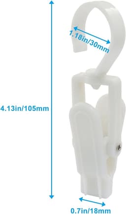 Wasknijpers - 10 stuks - Met haak - Anti slip - plastic - Drooghaak voor kleding - 360 graden draaibaar - Wasrek knijpers - Binnen en buiten - Draagbare antislip plastic hangers clips - Veelzijdig - Wit — thumbnail 3