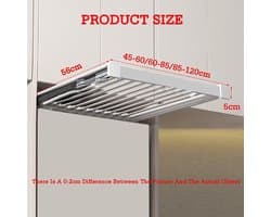 Uitschuifbare Kledingstang - Inbouwrek Manden - Boven Wasmachine - Geïntegreerde Manden - 600-850 mm - Wit