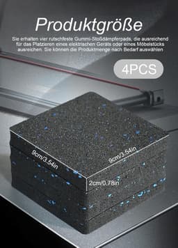 4 stuks anti-trillingsmatten - geluidsisolatiemat - Geluidsisolatiepads voor wasmachinesokkel - Beschermende loopbandmat - vloerbeschermingsmat - anti-trillingsmat - Voor vloerbescherming - voor wasmachine, droger en fitnessapparatuur - 9 x 9 x 2 cm — thumbnail 2