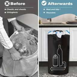 Verzamelbak voor lege flessen - Opbergzakken van Oxford-stof - Wasmand - 115L verzamelbak voor statiegeldflessen - voor voorraadkast, garage, thuiskantoor, camping, picknick, kofferbak - 83.5×43.5cm - zwart — thumbnail 4