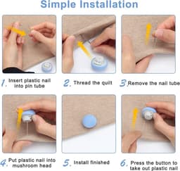 16 stuks - dekbedclips - antislip dekbed bevestigingsset - paddenstoelvormige ronde bevestigingsclips - voor dunne en dikke dekbedden, dekens, lakens, bedrokken, pantoffels, kussens - blauw - 3×2.8cm — thumbnail 3
