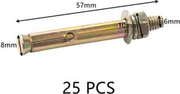 25x Verlengbouten Betonankers M6 x 60 mm Gegalvaniseerd Staal — thumbnail 5