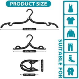 30 stuks reishangers, draagbare opvouwbare reishanger organizer, plastic kledingdroogrek, opvouwbare hangers voor kamperen, vliegen, camperen, vakantie in Europa, koffer, Zwart — thumbnail 2