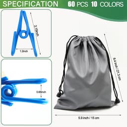 BOTC Wasknijpers - Draadknijpers - 60 stuks - 2 inch - Metalen clip voor voedselzakken - PVC-gecoate pinnen - 5 kleuren — thumbnail 5