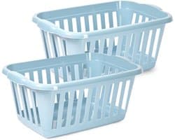 Plasticforte Wasmand - 2x - blauw - kunststof - 40 liter - 60 x 40 x 26 cm - manden voor wasgoed - huishouden - opbergmand