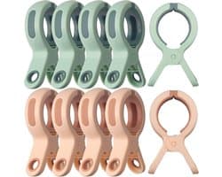 Strandlakenklemmen - Sterke wasknijpers - 10 stuks - 6 × 2,2 × 10,5 cm - Onmisbaar voor cruiseschepen, zwembaden, stoelen, stranden en cruiseschepen - Groen en roze — afbeelding 1