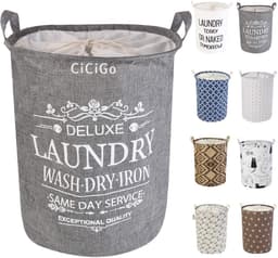 19,7 inch/50,0 cm wasmand, inklapbare opbergmand met gemakkelijke draaggrepen, waterdicht rond katoenen linnen, voor babyproducten, speelgoed, slaapkamermand — thumbnail 1