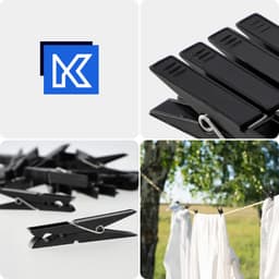 KADAX wasknijpers, 20 x knijpers van robuuste kunststof, kleurrijke sokkenklemmen, windbestendige klemmen voor binnen en buiten (zwart V2) — thumbnail 2