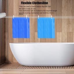 Uittrekbare waslijn - Uittrekbare waslijn - Verstelbare lengte - Aan de muur te bevestigen waslijn - Geschikt voor wasruimte, huis, balkon, hotel (vier touwen) — thumbnail 2