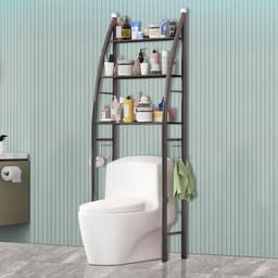 CHIWIN Badkamerrek zonder boren – 3-laags WC opbergrek met haken – Metalen toiletrek – Vrijstaand wasmachinerek – Ruimtebesparend badkamermeubel 166x50cm — thumbnail 3