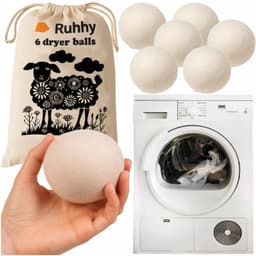 Ruhhy 6‑pack wollen drogerballen – 30% sneller drogen - 100% wol, herbruikbaar tot 1000x — thumbnail 1