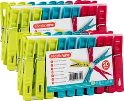 Plasticforte Wasknijpers - 40x stuks - felle kleuren mix - kunststof - 7 cm - Was ophangen — thumbnail 1
