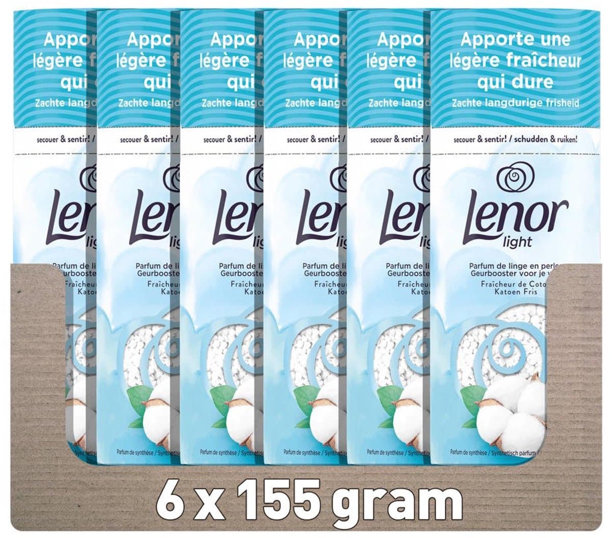 Lenor Light Geurbooster Katoen Fris - 6 x 155 gram - Wasparfum — afbeelding 1