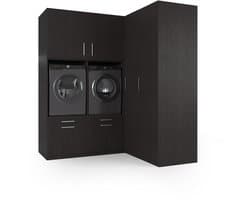 Wasophoogte® Wasmachine Kast Milan - Wasmachine verhoger - Wasmachine ombouw - 700(D)*2030(B)*2350(H) mm - Zwart
