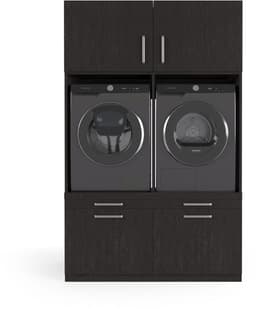 Wasophoogte® Wasmachine Kast Brugge - Wasmachine verhoger - Wasmachine ombouw - 700(D)*1330(B)*2110(H) mm - Zwart — thumbnail 1