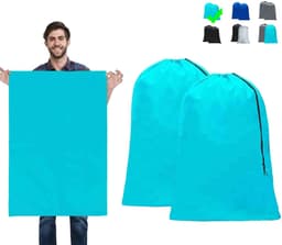 Ibenzoa® Reisvriendelijke waszakken met grote capaciteit en stevige koordsluiting, set van 2, 60 x 90 cm, lichtblauw — thumbnail 1