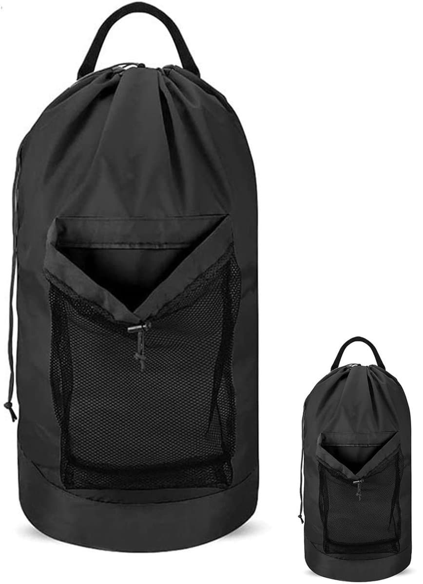 Rugzak voor waszak - Duurzame 600D Oxford doek Wasmand - Met Schouderbanden Meshvak Trekkoordsluiting - Voor College Reizen Wassalon Appartement — afbeelding 1