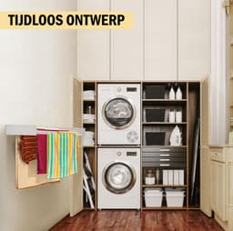 PLAY IT Wanddroogrek 60cm Inklapbaar Wit - 3 Meter Drooglengte - Wasrek/Droogrek Hangend + 2 Handdoek Haakjes — thumbnail 4